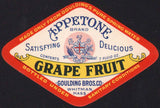 Vintage soda pop bottle label APPETONE GRAPE FRUIT Whitman Mass unused n-mint+