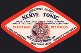 Vintage soda pop bottle label APPETONE NERVE TONIC Whitman Mass unused n-mint+