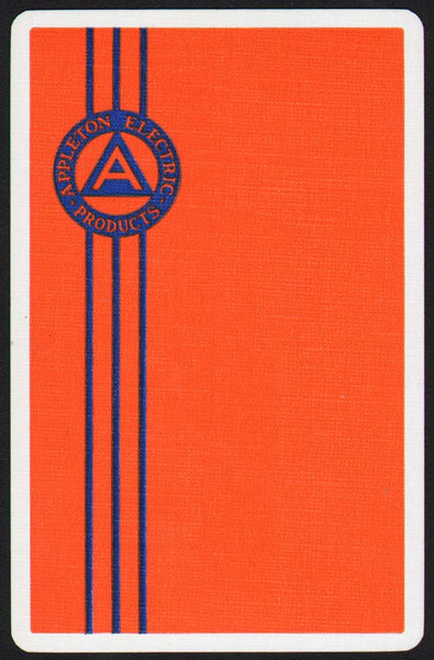 Vintage playing card APPLETON ELECTRIC PRODUCTS orange background Chicago ILL