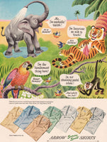 Vintage magazine ad ARROW SHIRTS from 1948 great cartoon jungle animals pictured
