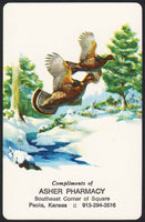 Vintage playing card ASHER PHARMACY with pheasants pictured from Paola Kansas