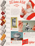 Vintage magazine ad A S R Lighter from 1949 Santa Claus smoking and lighters pictured