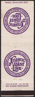 Vintage matchbook cover ATLANTIC COAST LINE railroad North and South Carolina