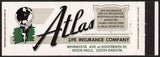 Vintage matchbook cover ATLAS Insurance full length Sioux Falls South Dakota