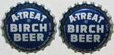 Soda pop bottle caps Lot of 100 A TREAT BIRCH BEER plastic lined new old stock
