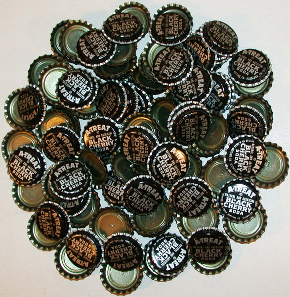 Soda pop bottle caps Lot of 100 A TREAT BLACK CHERRY SODA unused new old stock