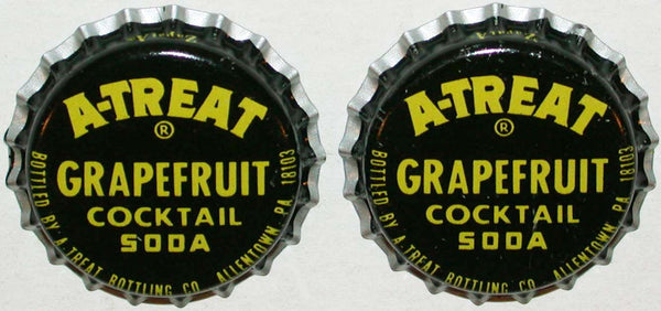 Soda pop bottle caps A TREAT GRAPEFRUIT COCKTAIL Lot of 2 unused new old stock
