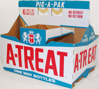 Vintage soda pop bottle carton A TREAT 28oz One Way Bottles unused new old stock