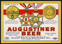 Vintage label AUGUSTINER BEER August Wagner Columbus Ohio IRTP tax new old stock