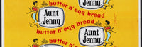 Vintage bread wrapper AUNT JENNY woman picture J B Blood Lynn Mass unused n-mint