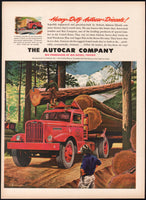 Vintage magazine ad AUTOCAR COMPANY Big Diesel Trucks 1945 signed Baumann art