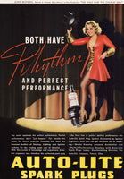 Vintage magazine ad AUTO LITE SPARK PLUGS from 1937 picturing Joan Blondell