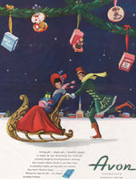 Vintage magazine ad AVON COSMETICS 1946 Christmas picture with toiletries