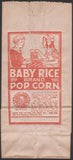 Vintage bag BABY RICE Pop Corn early one kids pictured Waterloo Wisconsin unused