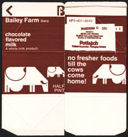 Vintage box BAILEY FARM DAIRY Chocolate milk carton St Louis Missouri unused