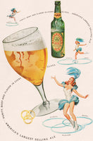 Vintage magazine ad BALLANTINE ALE beer 3 ring logo from 1949 woman ice skating
