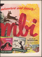 Vintage magazine ad WALT DISNEYS BAMBI movie from 1948 full color 2 page WDP