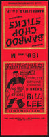Vintage matchbook cover BAMBOO CHOP STICKS Bakersfield Calif salesman sample