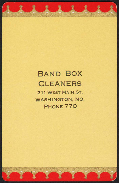 Vintage playing card BAND BOX CLEANERS 211 West Main St Phone 770 Washington MO