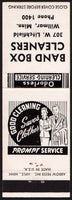 Vintage matchbook cover BAND BOX CLEANERS with couple pictured Willmar Minnesota