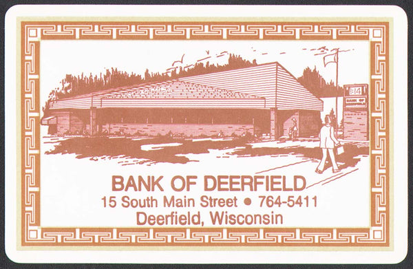 Vintage playing card BANK OF DEERFIELD building pictured Deerfield Wisconsin