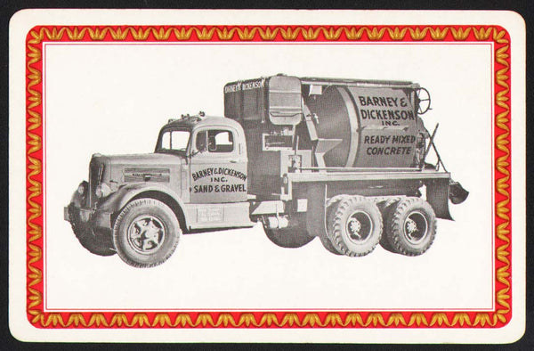 Vintage playing card BARNEY and DICKENSON Concrete truck white Vestal New York