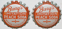 Soda pop bottle caps BARQS PEACH SODA Lot of 2 plastic unused new old stock