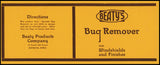 Vintage label BEATYS BUG REMOVER for car windshields Keokuk Iowa unused n-mint+