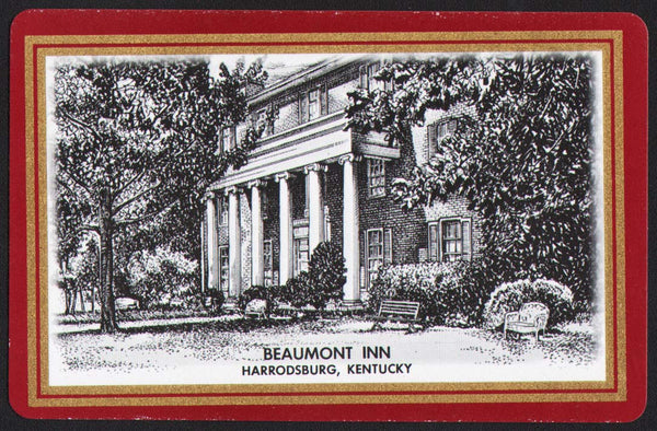 Vintage playing card BEAUMONT INN red border inn pictured Harrodsburg Kentucky