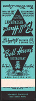 Vintage matchbook cover BELL HAVEN RESTAURANT Baltimore Maryland salesman sample