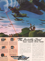 Vintage magazine ad BENDIX AVIATION 1942 picturing planes tanks Invisible Crew