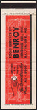 Vintage matchbook cover BENROY VENDING CO Food Service full length Baltimore MD