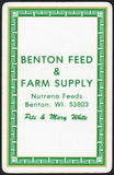 Vintage playing card BENTON FEED and FARM SUPPLY Pete and Mary White Wisconsin