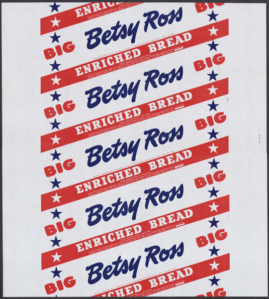Vintage bread wrapper BETSY ROSS BIG Rainbo Phoenix Arizona unused new old stock