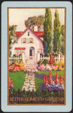 Vintage playing card BETTER HOMES and GARDENS house with flowers and trees pictured