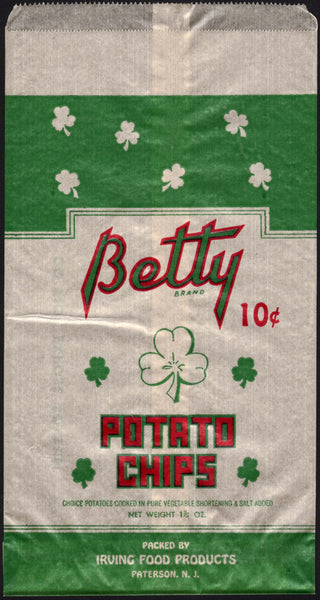 Vintage bag BETTY BRAND POTATO CHIPS Paterson New Jersey new old stock n-mint
