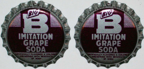 Soda pop bottle caps BIG B GRAPE SODA Lot of 2 plastic unused new old stock
