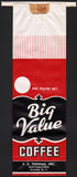 Vintage bag BIG VALUE COFFEE 1lb F C Thomas Olean New York new old stock n-mint