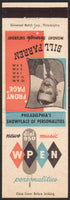 Vintage matchbook cover BILL FARREN Front Page WPEN radio Personalities bio