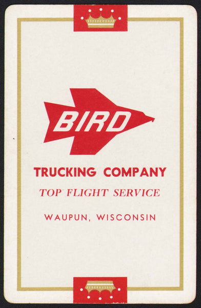 Vintage playing card BIRD TRUCKING COMPANY Top Flight Service Waupun Wisconsin