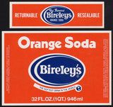 Vintage soda pop bottle label BIRELEYS ORANGE SODA Covina California n-mint+
