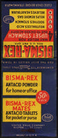 Vintage full matchbook BISMA-REX relief for Upset Stomach United Drug Rexall