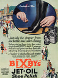 Vintage magazine ad BIXBYS JET OIL SHOE POLISH from 1921 with great graphics