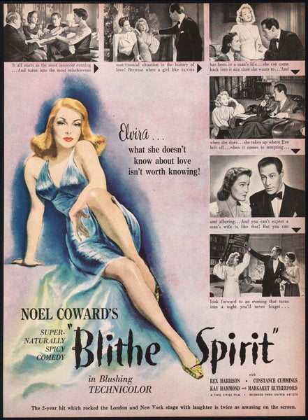 Vintage magazine ad BLITHE SPIRIT movie 1946 by Noel Coward stars Rex Harrison