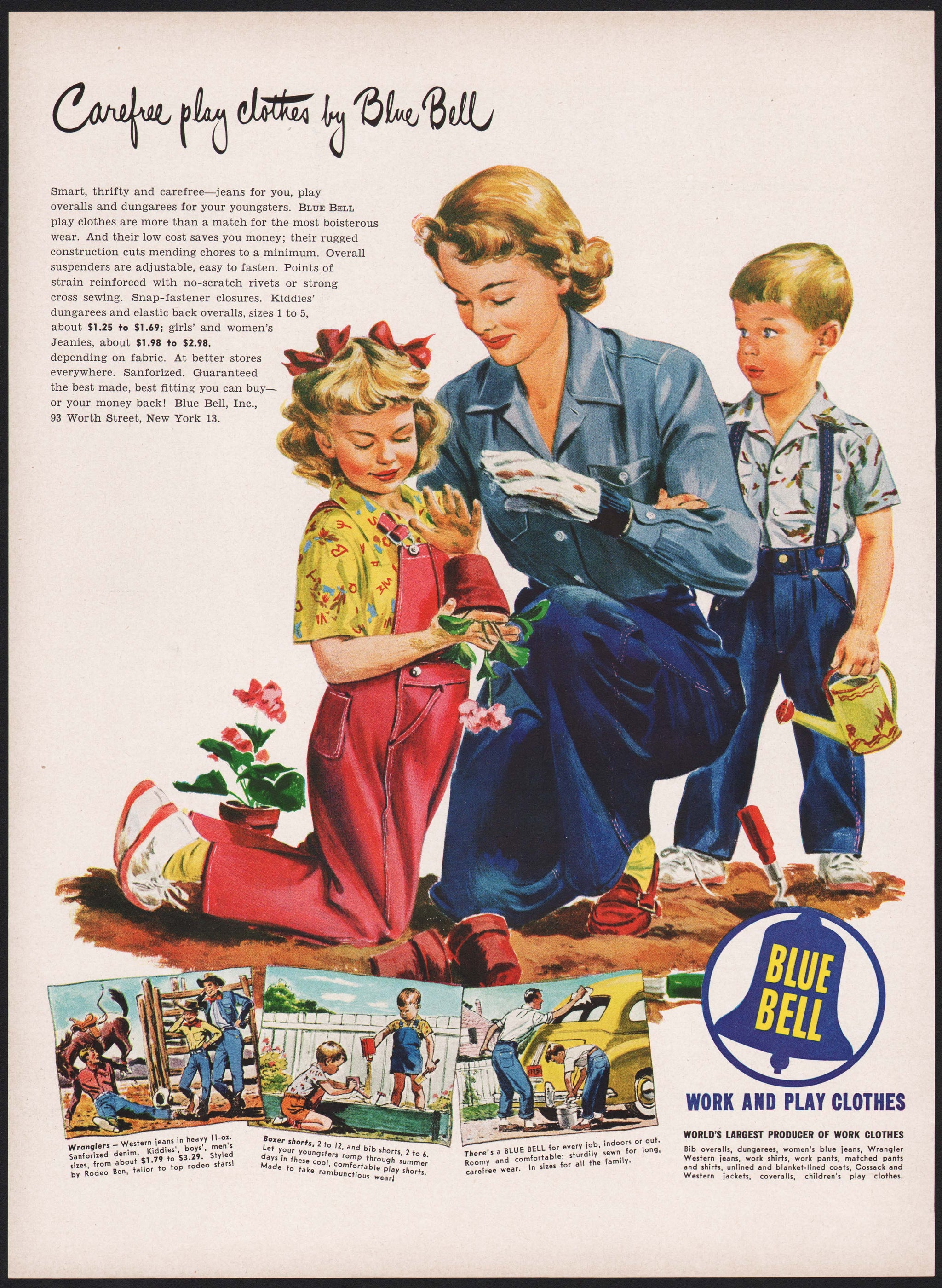 Vintage magazine ad BLUE BELL Work and Play Clothes from 1949 