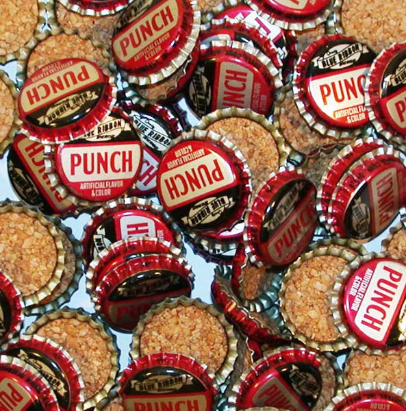 Soda pop bottle caps Lot of 12 BLUE RIBBON PUNCH cork lined unused new old stock