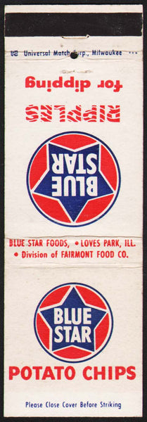 Vintage matchbook cover BLUE STAR POTATO CHIPS Fairmont Food Loves Park Illinois