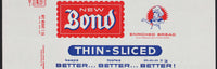 Vintage bread wrapper NEW BOND THIN SLICED Bondie boy Philadelphia new old stock