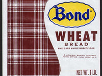 Vintage bread wrapper BOND WHEAT General Baking Co New York NY new old stock