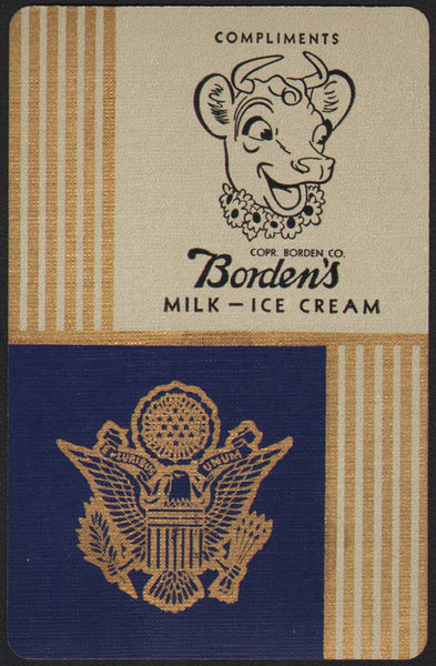 Vintage playing card BORDENS MILK ICE CREAM blue background Elsie the Cow pictured